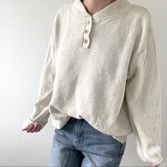 Lands' End Tops - Vintage cream Henley